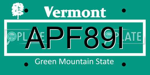 APF89I Vermont License Plate