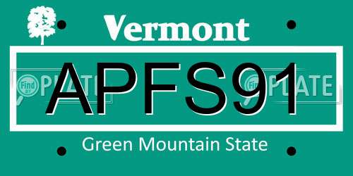 APFS91 Vermont License Plate