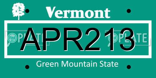 APR213 Vermont License Plate