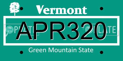APR320 Vermont License Plate