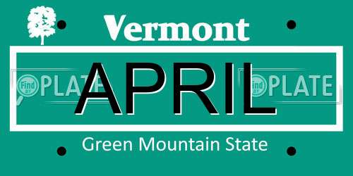 APRIL Vermont License Plate
