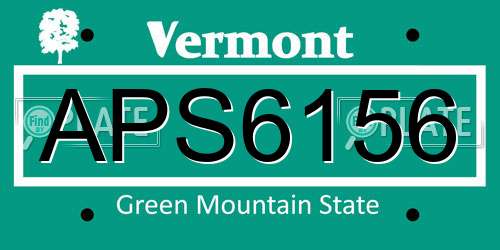APS6156 Vermont License Plate