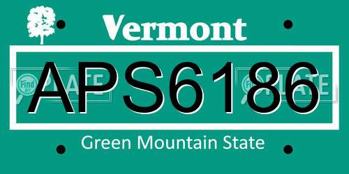 APS6186 Vermont License Plate