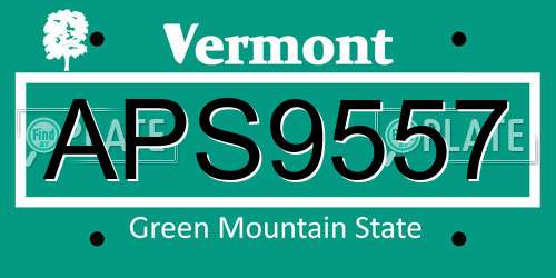 APS9557 Vermont License Plate