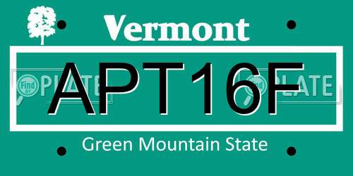 APT16F Vermont License Plate