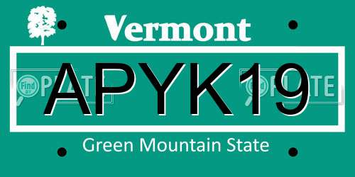 APYK19 Vermont License Plate