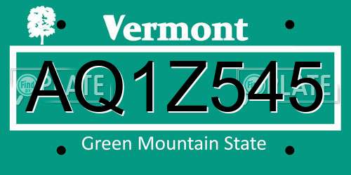 AQ1Z545 Vermont License Plate
