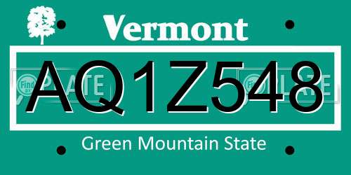 AQ1Z548 Vermont License Plate