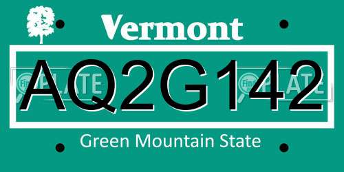 AQ2G142 Vermont License Plate
