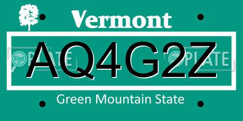 AQ4G2Z Vermont License Plate