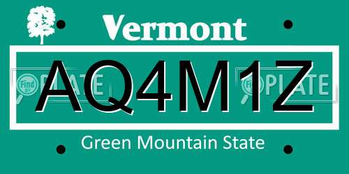 AQ4M1Z Vermont License Plate
