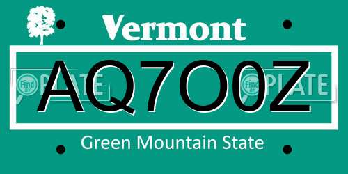 AQ7O0Z Vermont License Plate
