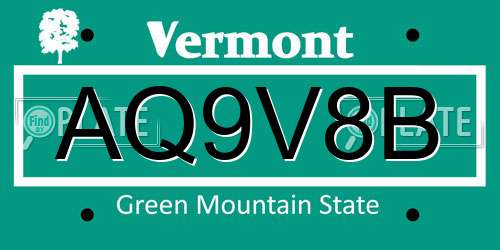 AQ9V8B Vermont License Plate
