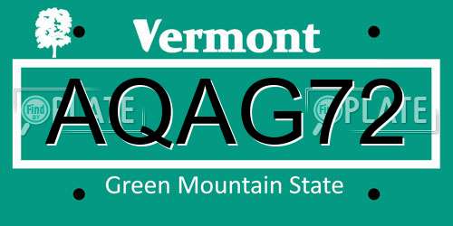 AQAG72 Vermont License Plate