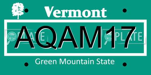 AQAM17 Vermont License Plate