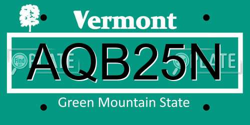 AQB25N Vermont License Plate