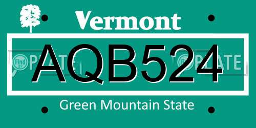 AQB524 Vermont License Plate