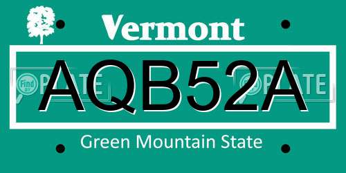 AQB52A Vermont License Plate