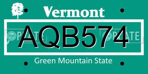 AQB574 Vermont License Plate