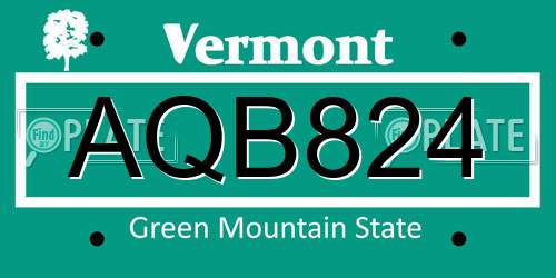 AQB824 Vermont License Plate