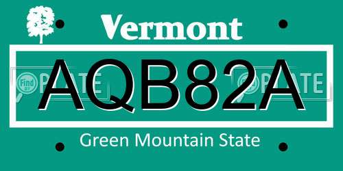 AQB82A Vermont License Plate