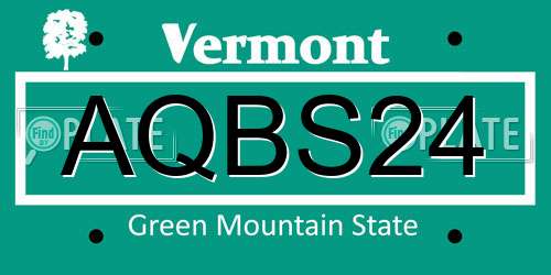 AQBS24 Vermont License Plate