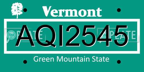 AQI2545 Vermont License Plate