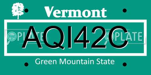 AQI42C Vermont License Plate