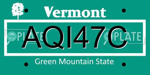 AQI47C Vermont License Plate