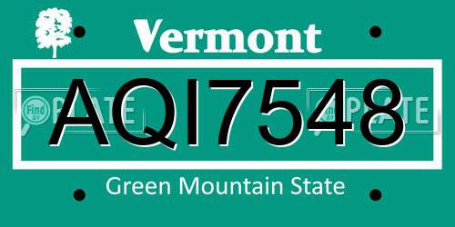 AQI7548 Vermont License Plate