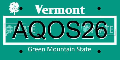 AQOS26 Vermont License Plate