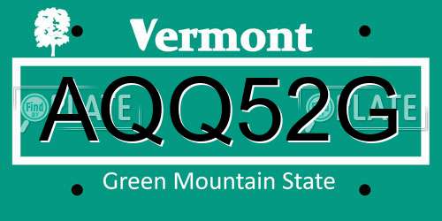 AQQ52G Vermont License Plate