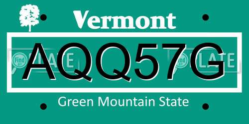 AQQ57G Vermont License Plate