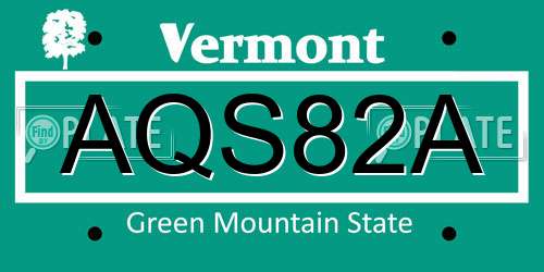 AQS82A Vermont License Plate