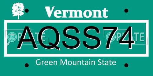 AQSS74 Vermont License Plate