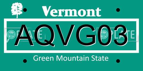 AQVG03 Vermont License Plate