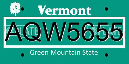 AQW5655 Vermont License Plate