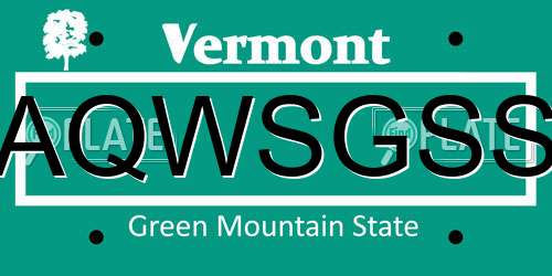 AQWSGSS Vermont License Plate