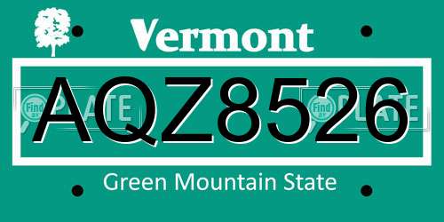 AQZ8526 Vermont License Plate
