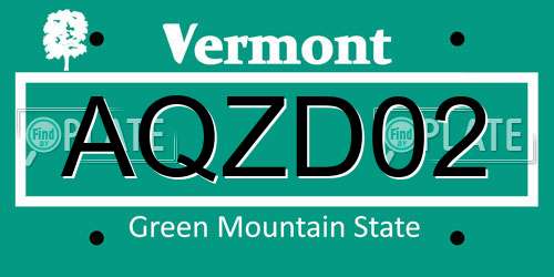 AQZD02 Vermont License Plate