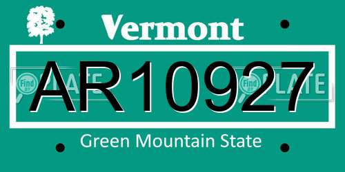 AR10927 Vermont License Plate