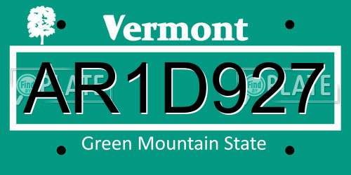 AR1D927 Vermont License Plate