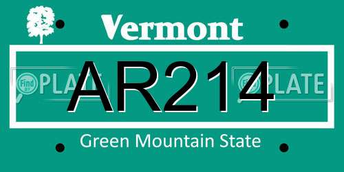 AR214 Vermont License Plate
