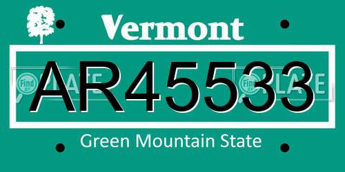 AR45533 Vermont License Plate