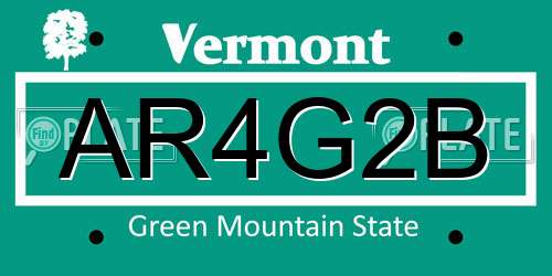 AR4G2B Vermont License Plate