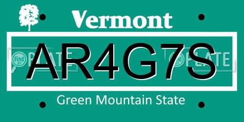 AR4G7S Vermont License Plate