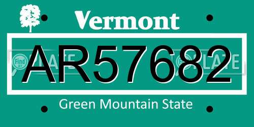 AR57682 Vermont License Plate