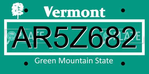 AR5Z682 Vermont License Plate