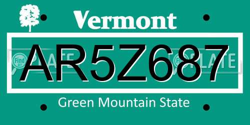 AR5Z687 Vermont License Plate