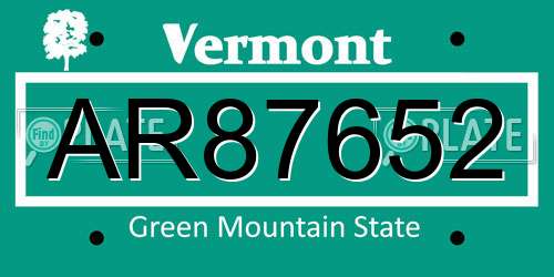 AR87652 Vermont License Plate